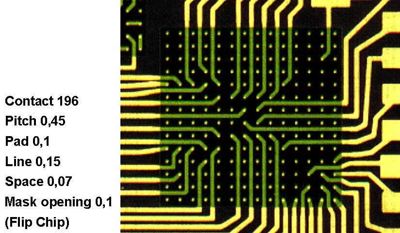 Via-in-pad routing pattern showing via placed directly in the BGA pad