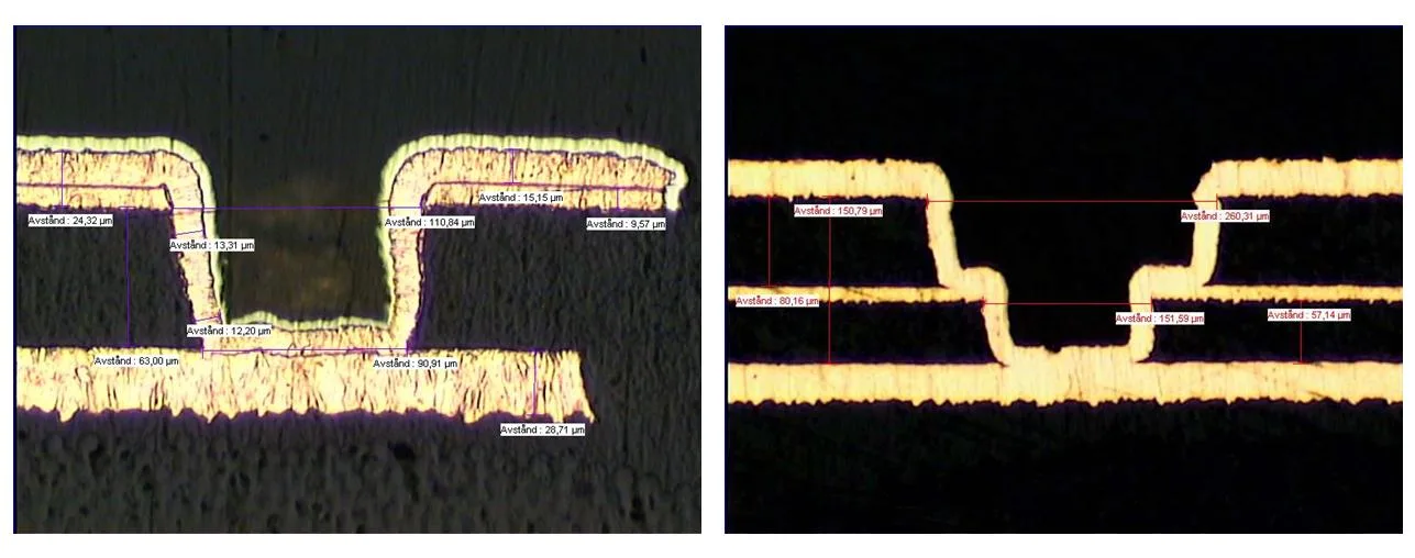 Laser-drilled micro-via cross-section